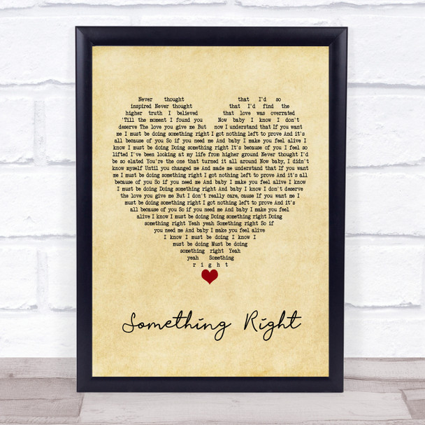 Westlife Something Right Vintage Heart Song Lyric Print