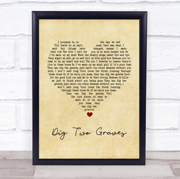 Randy Travis Dig Two Graves Vintage Heart Song Lyric Print