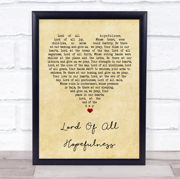 Lord of all hopefulness Jan Struther Vintage Heart Song Lyric Print