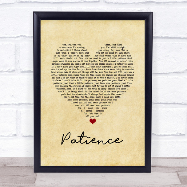 Guns N Roses Patience Vintage Heart Song Lyric Print