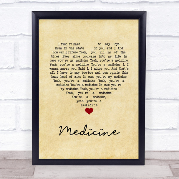 The 1975 Medicine Vintage Heart Song Lyric Print