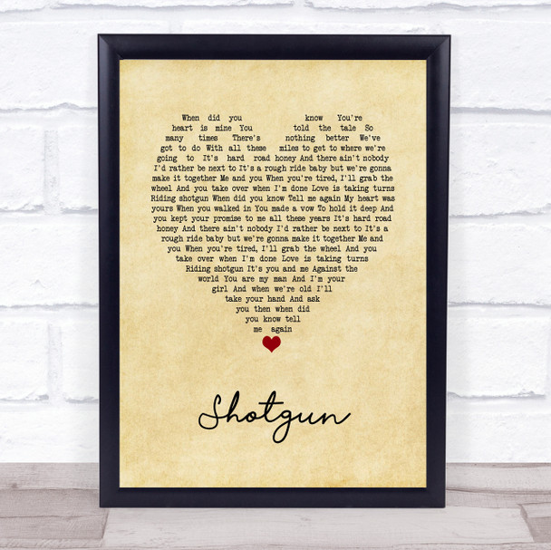 CHRISTINA AGUILERA Shotgun Vintage Heart Song Lyric Print