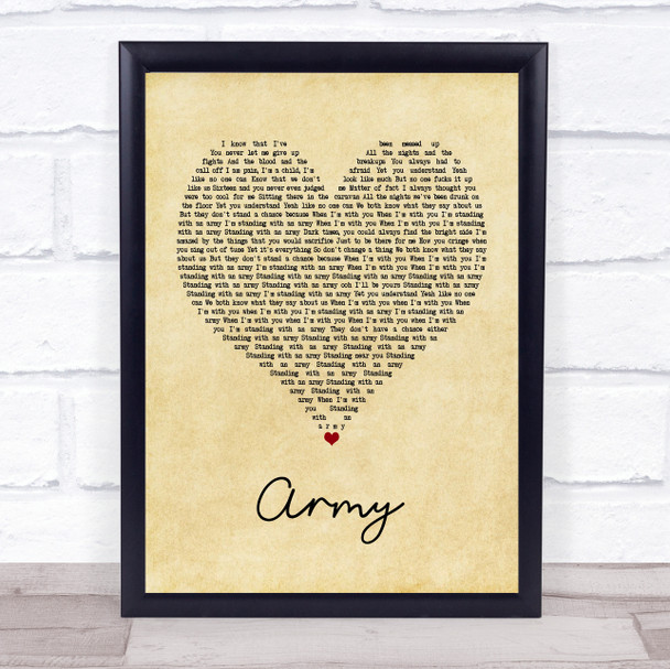 Ellie Goulding Army Vintage Heart Song Lyric Print