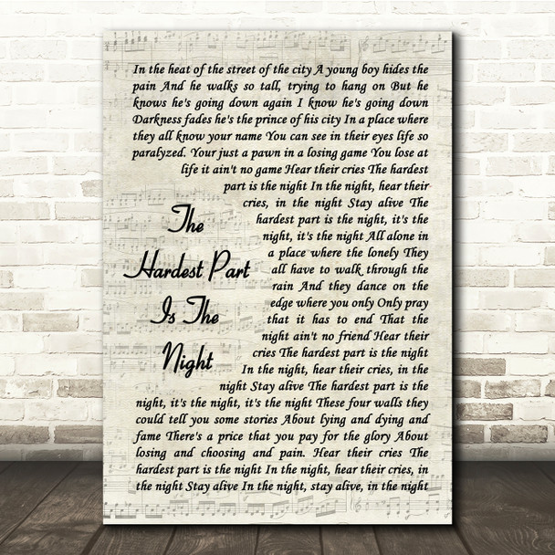 Bon Jovi The Hardest Part Is The Night Vintage Script Song Lyric Print