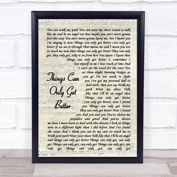Dream Things Can Only Get Better Vintage Script Song Lyric Print