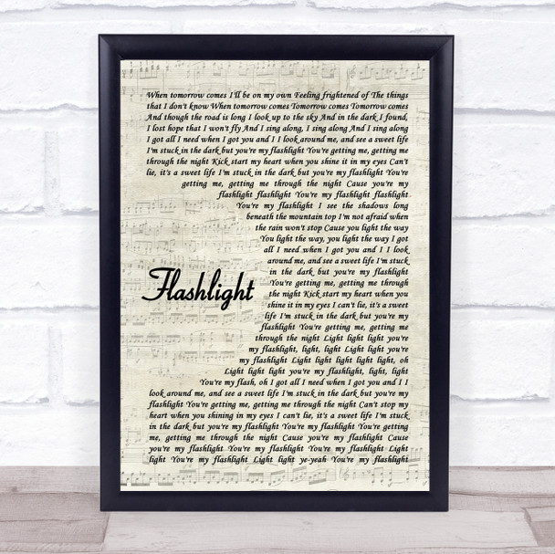 Jessie J Flashlight Vintage Script Song Lyric Print