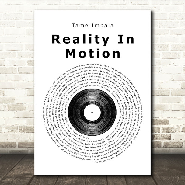 Tame Impala Reality In Motion Vinyl Record Song Lyric Print