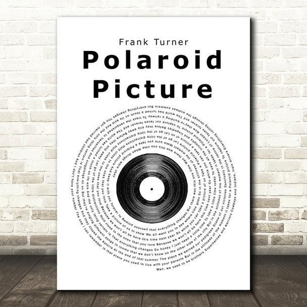 Frank Turner Polaroid Picture Vinyl Record Song Lyric Print