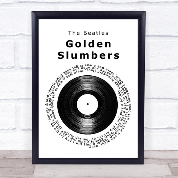 The Beatles Golden Slumbers Vinyl Record Song Lyric Print