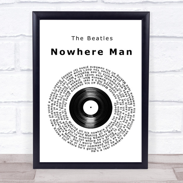 The Beatles Nowhere Man Vinyl Record Song Lyric Print