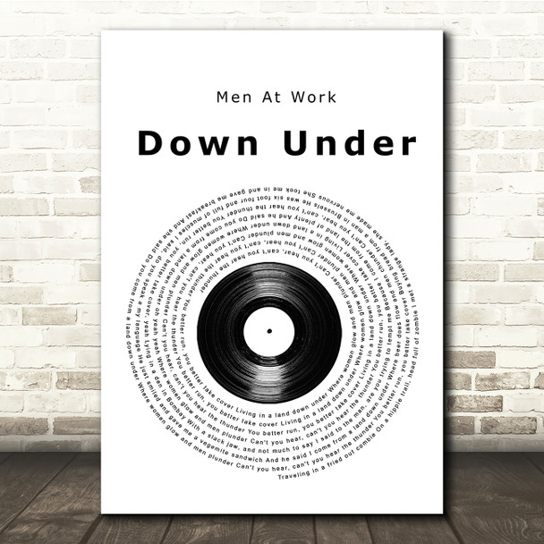 Men At Work Down Under Vinyl Record Song Lyric Print