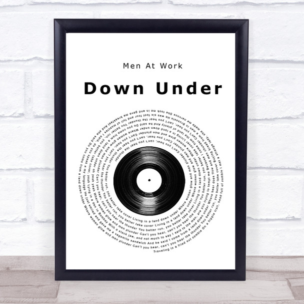 Men At Work Down Under Vinyl Record Song Lyric Print