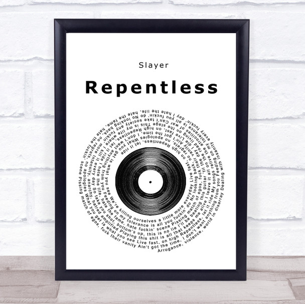 Slayer Repentless Vinyl Record Song Lyric Print