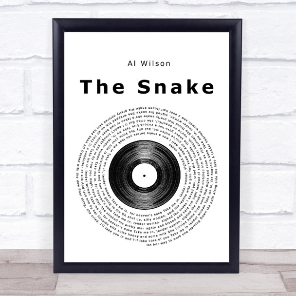 Al Wilson The snake Vinyl Record Song Lyric Print