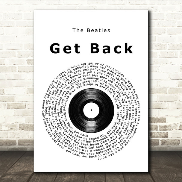 The Beatles Get Back Vinyl Record Song Lyric Print