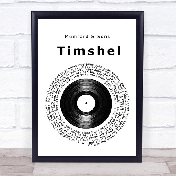 Mumford & Sons Timshel Vinyl Record Song Lyric Print