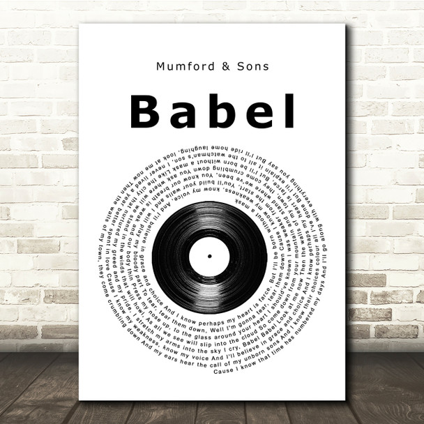 Mumford & Sons Babel Vinyl Record Song Lyric Print