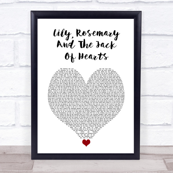 Bob Dylan Lily, Rosemary And The Jack Of Hearts White Heart Song Lyric Print