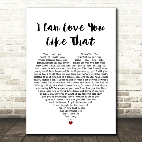 All-4-One I Can Love You Like That White Heart Song Lyric Print