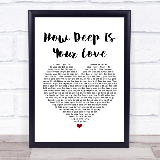Calvin Harris & Disciples How Deep Is Your Love White Heart Song Lyric Print