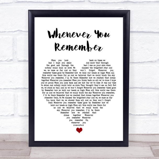 Carrie Underwood Whenever You Remember White Heart Song Lyric Print