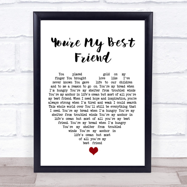 Don Williams You're My Best Friend White Heart Song Lyric Print