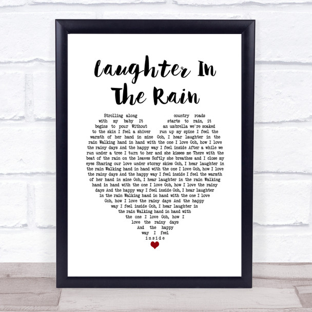 Neil Sedaka Laughter In The Rain White Heart Song Lyric Print