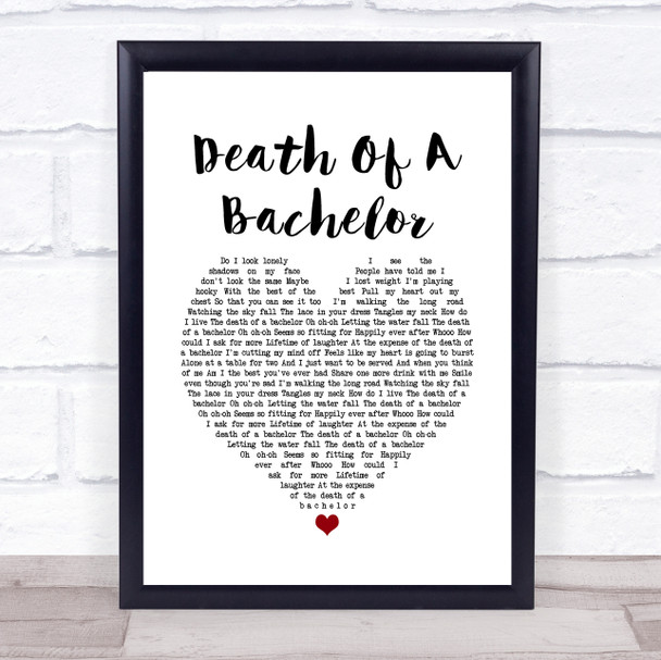 Panic! At The Disco Death Of A Bachelor White Heart Song Lyric Print