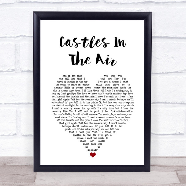 Don McLean Castles In The Air White Heart Song Lyric Print