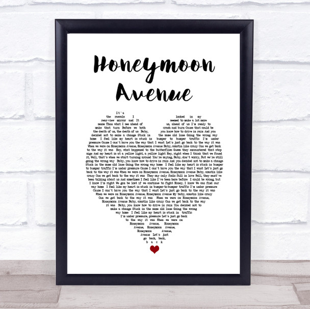 Ariana Grande Honeymoon Avenue White Heart Song Lyric Print