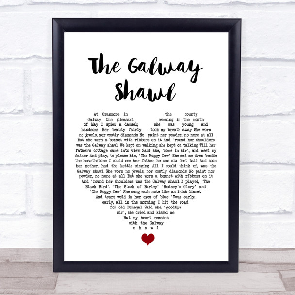 The Dubliners The Galway Shawl White Heart Song Lyric Print