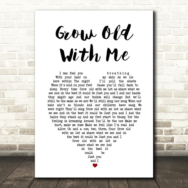 Tom Odell Grow Old With Me White Heart Song Lyric Print