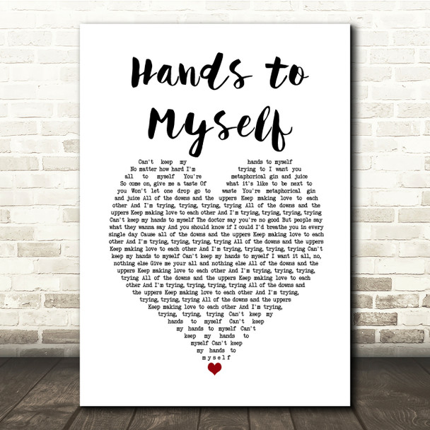 Kings of Leon Hands to Myself White Heart Song Lyric Print