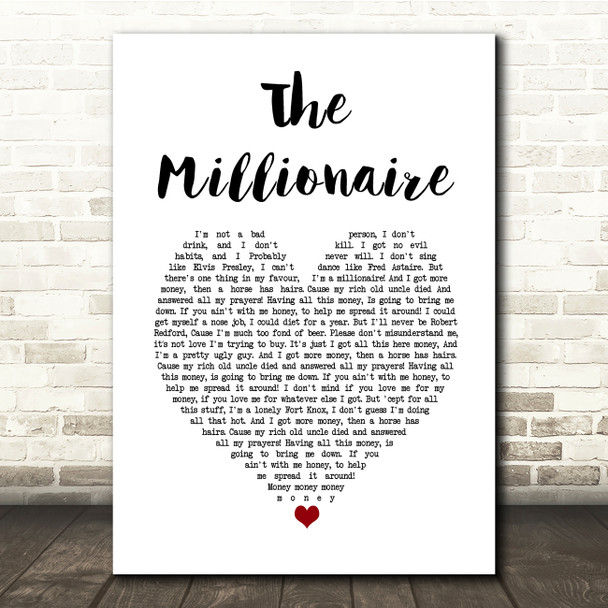 Dr. Hook The Millionaire White Heart Song Lyric Print