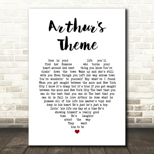 Christopher Cross Arthur's Theme White Heart Song Lyric Print
