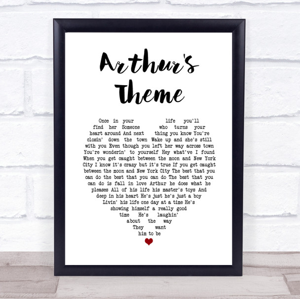 Christopher Cross Arthur's Theme White Heart Song Lyric Print