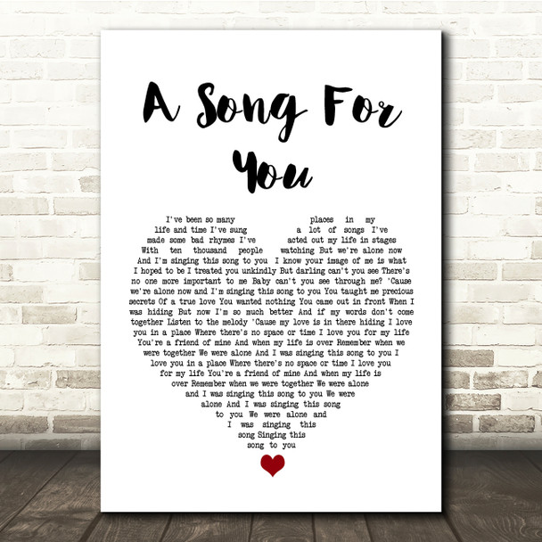 Donny Hathaway A Song For You White Heart Song Lyric Print
