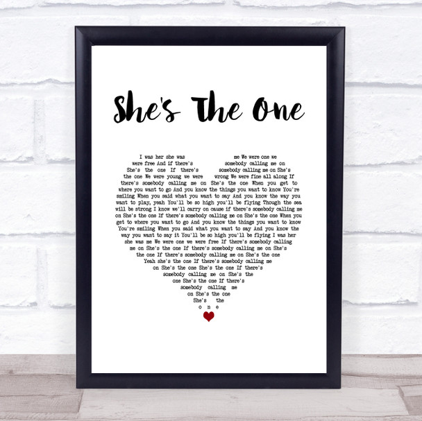 Robbie Williams She's The One White Heart Song Lyric Print