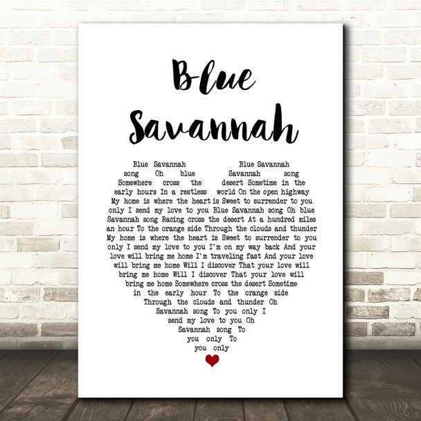 Erasure Blue Savannah White Heart Song Lyric Print