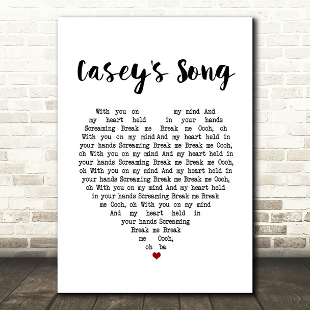 City & Colour Casey's Song White Heart Song Lyric Print