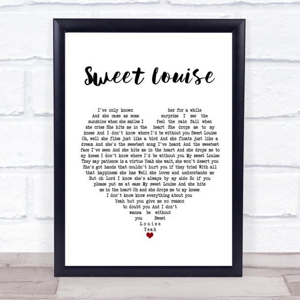 Passenger Sweet Louise White Heart Song Lyric Print