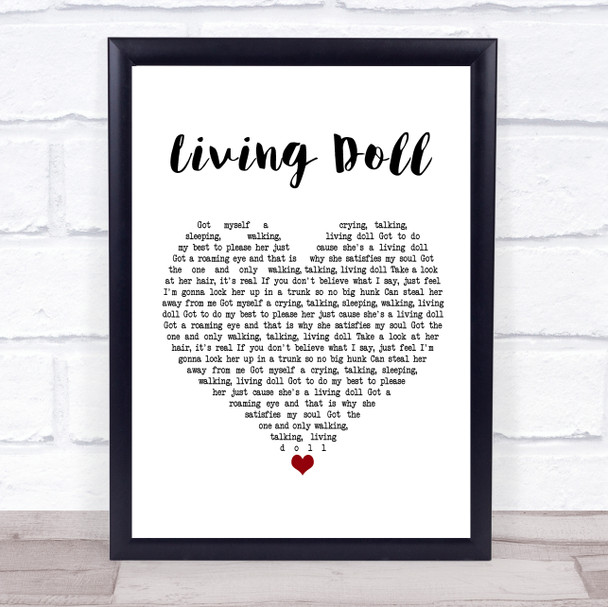 Cliff Richard and The Drifters Living Doll White Heart Song Lyric Print