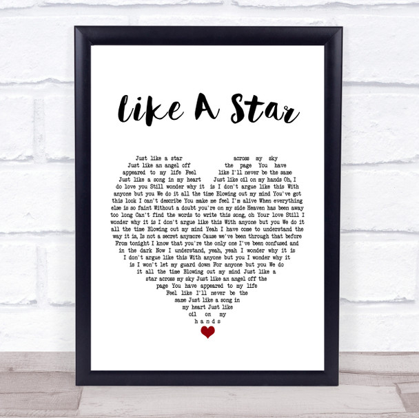 Corinne Bailey Rae Like A Star White Heart Song Lyric Print