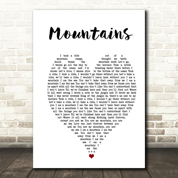 Biffy Clyro Mountains White Heart Song Lyric Print