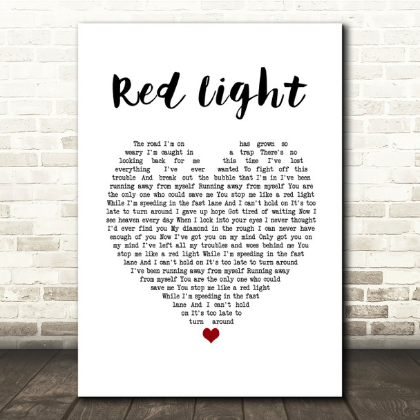The Dualers Red Light White Heart Song Lyric Print