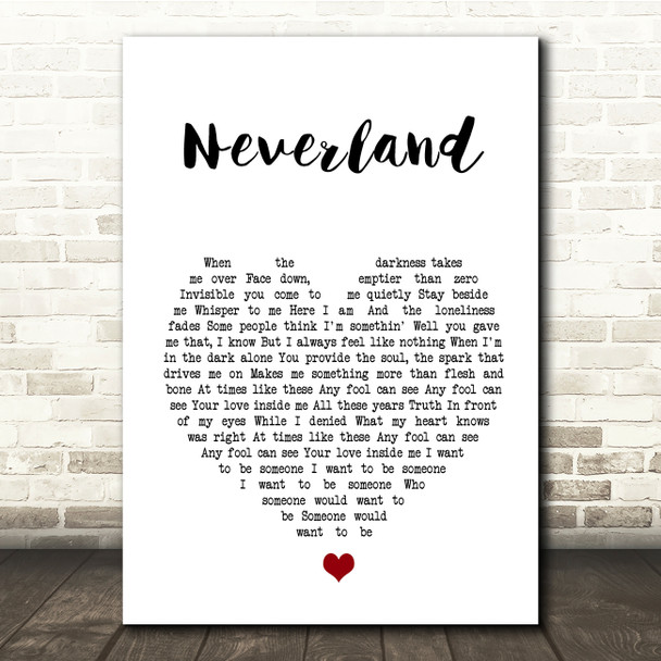 Marillion Neverland White Heart Song Lyric Print