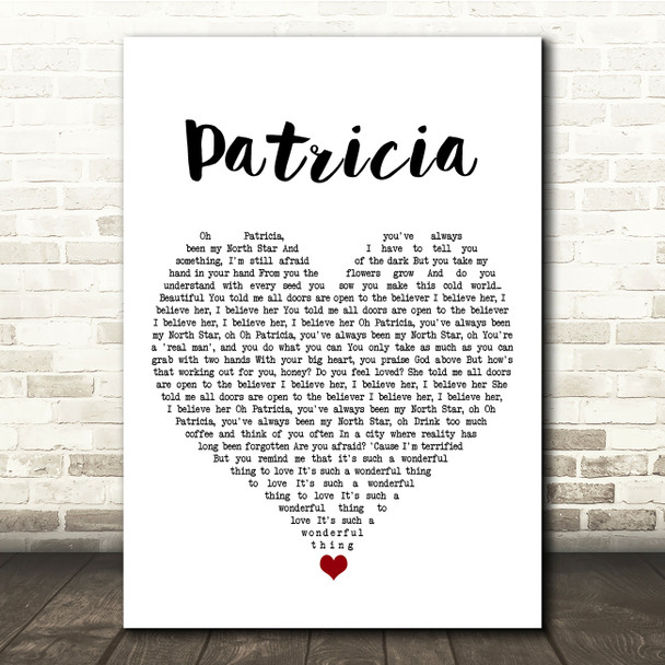 Florence + The Machine Patricia White Heart Song Lyric Print