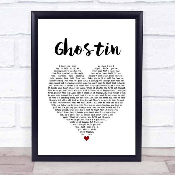 Ariana Grande ghostin White Heart Song Lyric Print