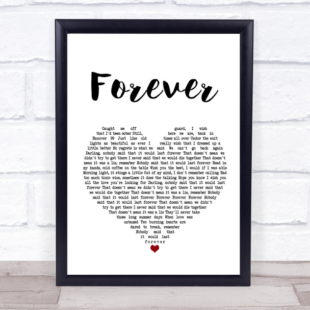 Lewis Capaldi Forever White Heart Song Lyric Print