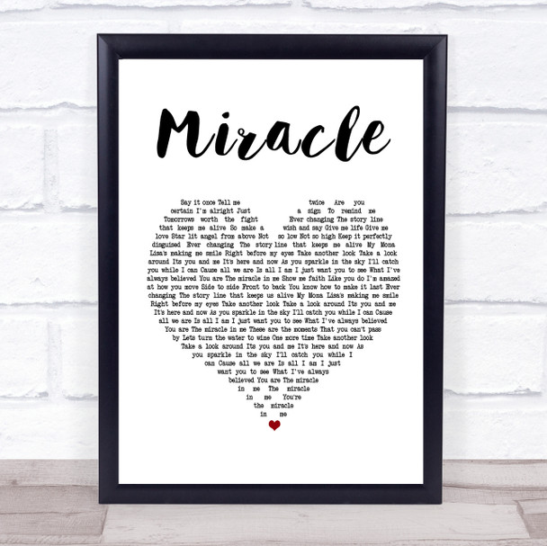 Shinedown Miracle White Heart Song Lyric Print